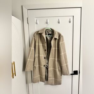 Like new Express Men White Plaid wool blend winter jacket